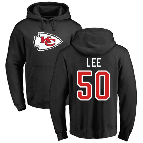 Men Kansas City Chiefs #50 Lee Darron Black Name and Number Logo Pullover NFL Hoodie Sweatshirts
